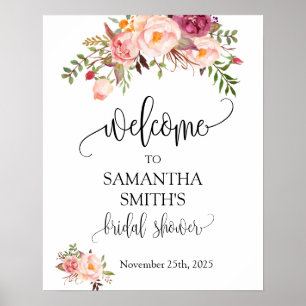 Welcome Bridal Shower Pink Floral Wedding sign