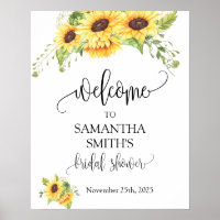 Welcome bridal shower sunflower floral wedding