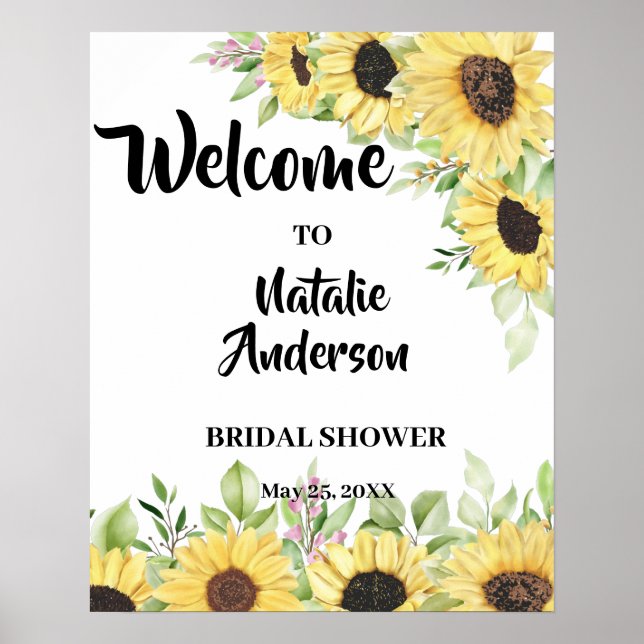 Welcome Bridal Shower Sunflowers Poster (Front)