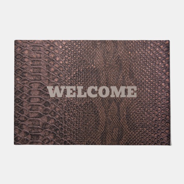 Welcome Brown Snakeskin  Doormat (Front)