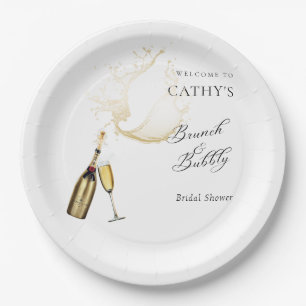 Welcome Brunch and Bubbly Bridal Shower 9" Round Paper Plate