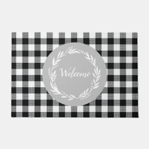 Welcome Buffalo Check Pattern Autumn Doormat