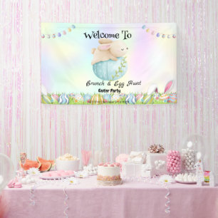 Welcome bunny hunting egg Happy Easter day Party Banner