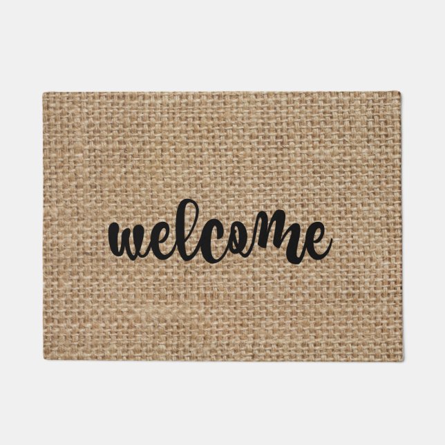 Welcome Burlap Doormat (Front)