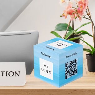 Welcome business logo QR code menu ocean table Cube