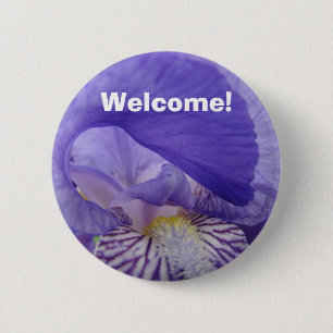 WELCOME! buttons Purple Iris Flowers button