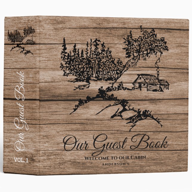 Welcome Cabin In Woods Guestbook Monogram Binder (Front/Spine)