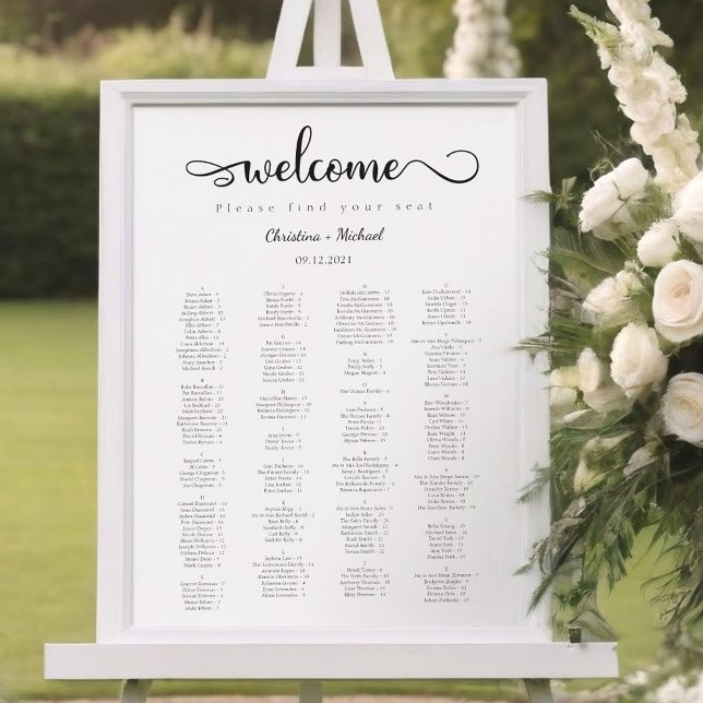 Welcome Calligraphy Alphabetical Seating Chart (Creator Uploaded)