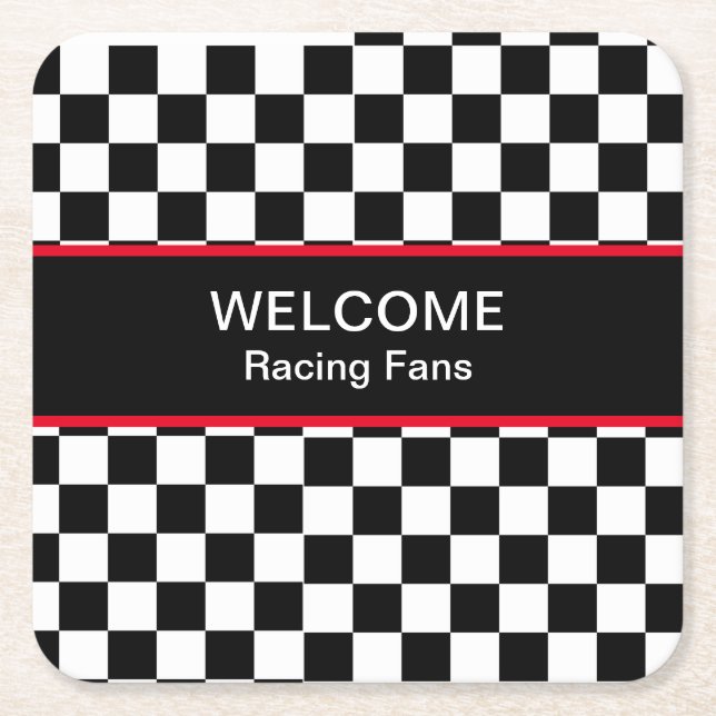Welcome Car Racing Fans   Square Paper Coaster (Front)