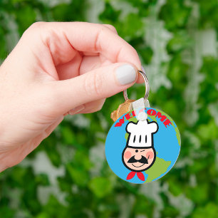 Welcome Chef Cute Cartoon Cook Keychain