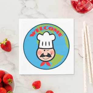 Welcome Chef Cute Cartoon Cook Napkin