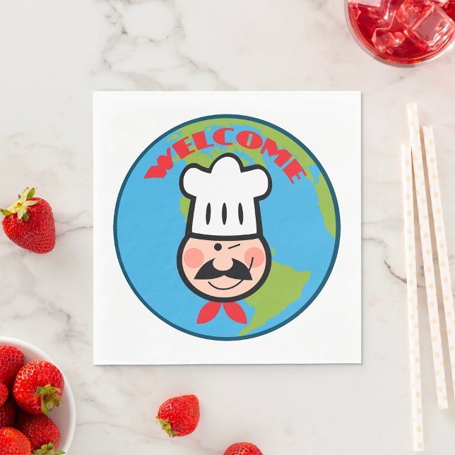 Welcome Chef Cute Cartoon Cook Napkin (Creator Uploaded)