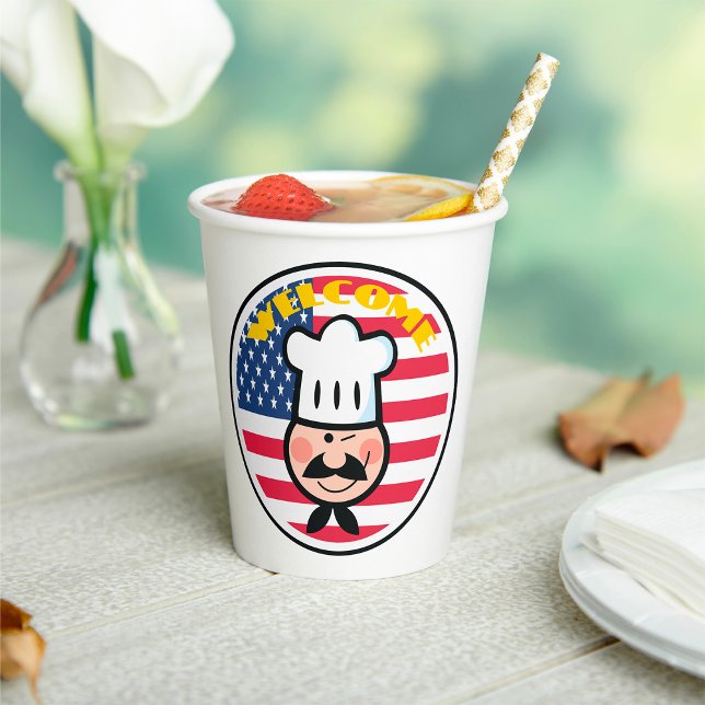 Welcome Chef With American Flag  Paper Cups (Creator Uploaded)