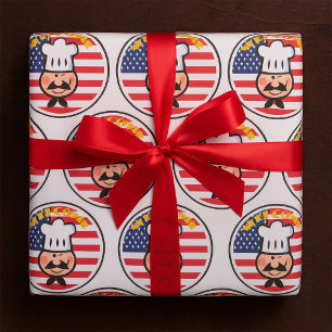Welcome Chef With American Flag  Wrapping Paper