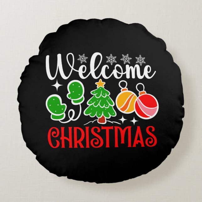 Welcome Christmas-63758 Round Pillow (Front)