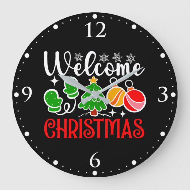 Welcome Christmas Large Clock (Front)
