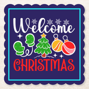 Welcome Christmas Paper Coaster