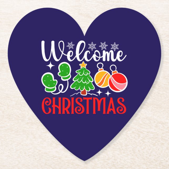 Welcome Christmas Paper Coaster (Front)
