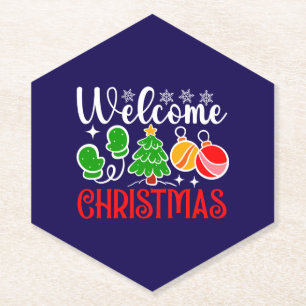 Welcome Christmas Paper Coaster