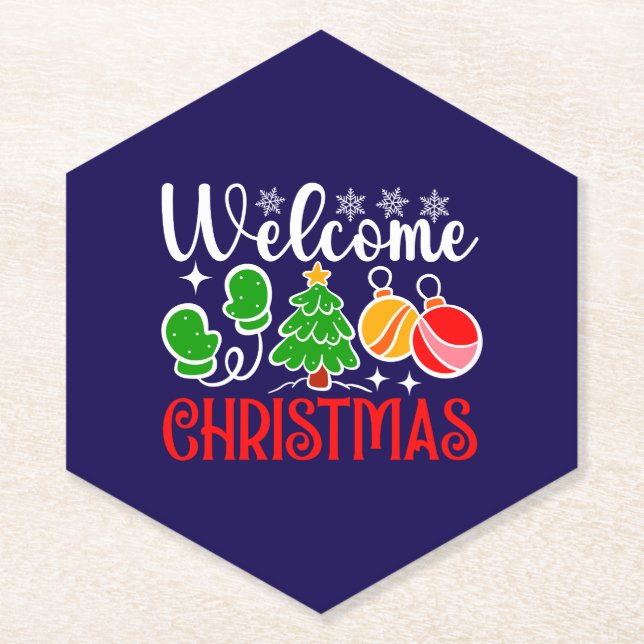 Welcome Christmas Paper Coaster (Front)