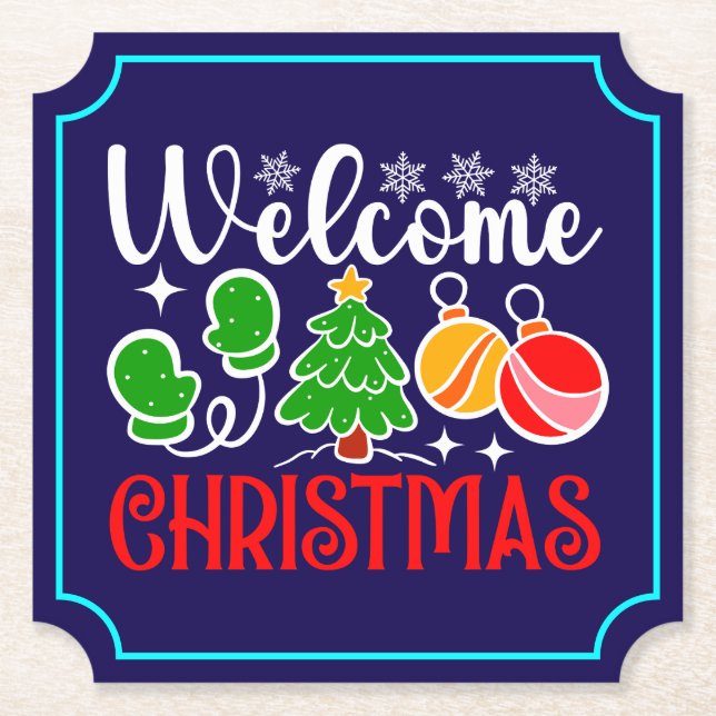 Welcome Christmas Paper Coaster (Front)