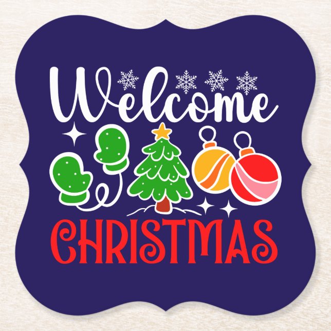 Welcome Christmas Paper Coaster (Front)