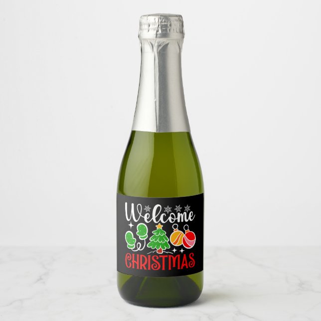 Welcome Christmas Sparkling Wine Label (Front)