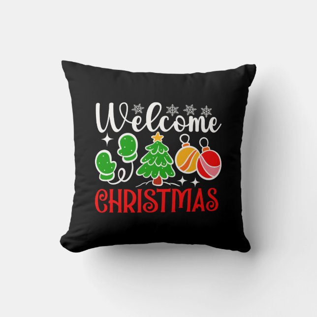 Welcome Christmas Throw Pillow (Front)