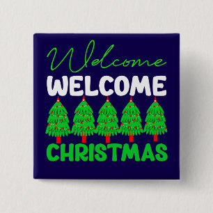 Welcome Christmas Tree Holiday Design-85600 2 Inch Square Button