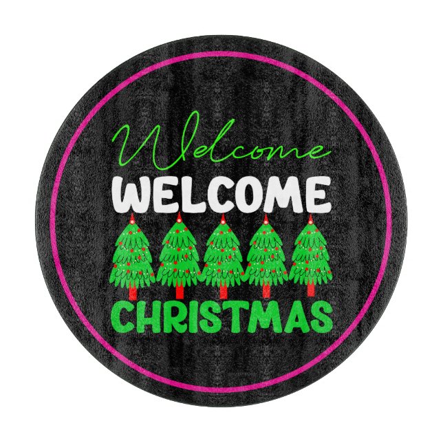Welcome Christmas Tree Holiday Design-85600 Cutting Board (Front)