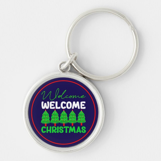 Welcome Christmas Tree Holiday Design-85600 Keychain (Front)