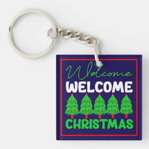 Welcome Christmas Tree Holiday Design-85600 Keychain
