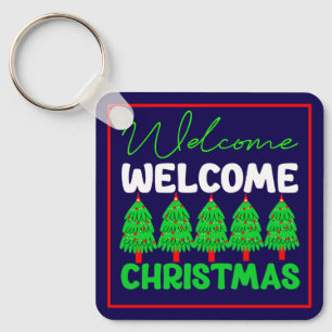 Welcome Christmas Tree Holiday Design-85600 Keychain