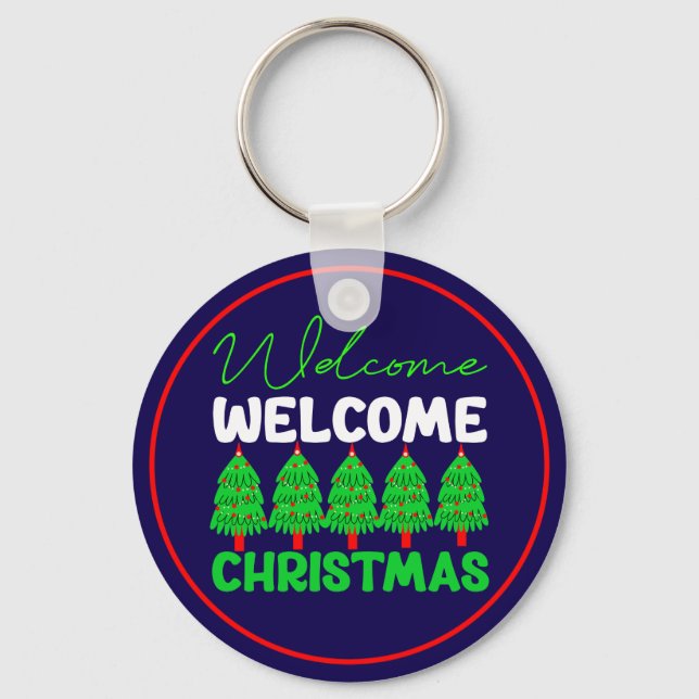 Welcome Christmas Tree Holiday Design-85600 Keychain (Front)