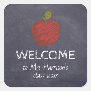 Welcome Class Chalkboard Back to School Teacher  Square Sticker