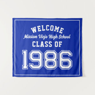Welcome Class of 1986, Blue Reunion Party Decor Tapestry