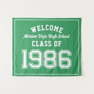 Welcome Class of 1986, Green Reunion Party Decor Tapestry