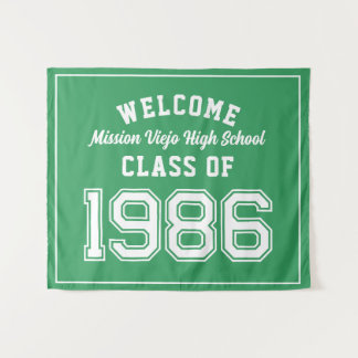 Welcome Class of 1986, Green Reunion Party Decor Tapestry