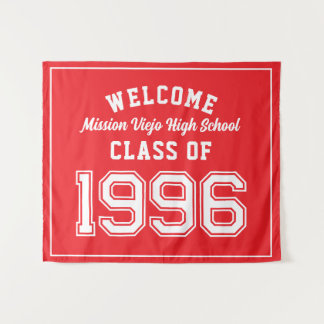 Welcome Class of 1996, Red Reunion Party Decor Tap Tapestry