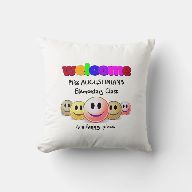 Welcome Class Teacher Throw Pillow (Front)