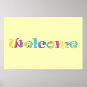 Welcome Colourful Pastels Word Art Poster