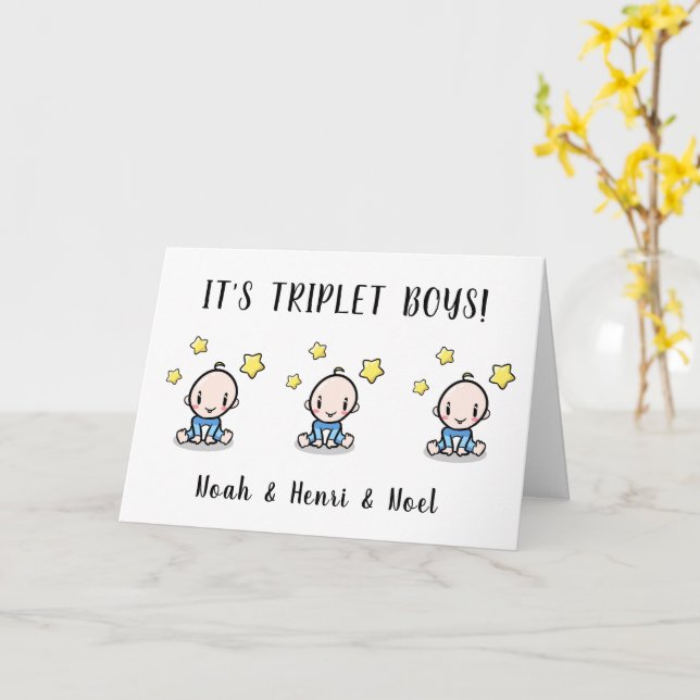 welcome, congratulations on your triplet boys,  card (Yellow Flower)