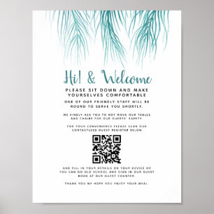 Welcome contactless QR code guest register palm Poster