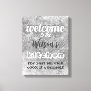 welcome custom kitchen quote humour wall art grey