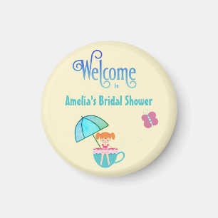 Welcome Custom Name Bridal Shower Teacup Magnet