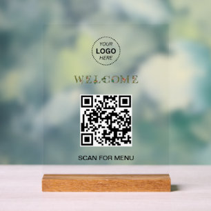 Welcome Custom QR Code Logo Modern Business Acrylic Sign