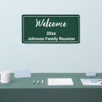 Welcome Dark Green and White Name Family Reunion