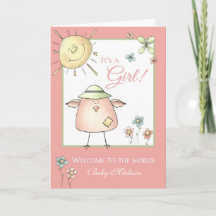 Welcome Daughter - Custom Name Baby Congratulation Card