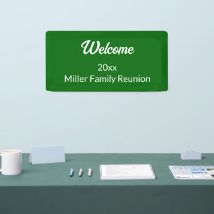 Welcome Deep Green and White Name Family Reunion Banner