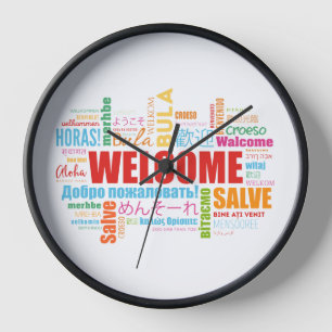 Welcome Different Languages Clock